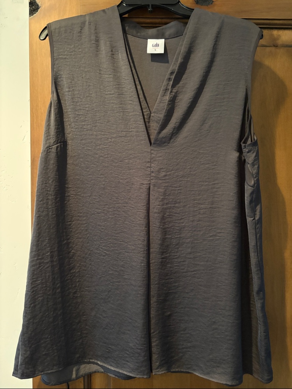 CAbi Sleeveless V-Neck Tunic in Charcoal Gray